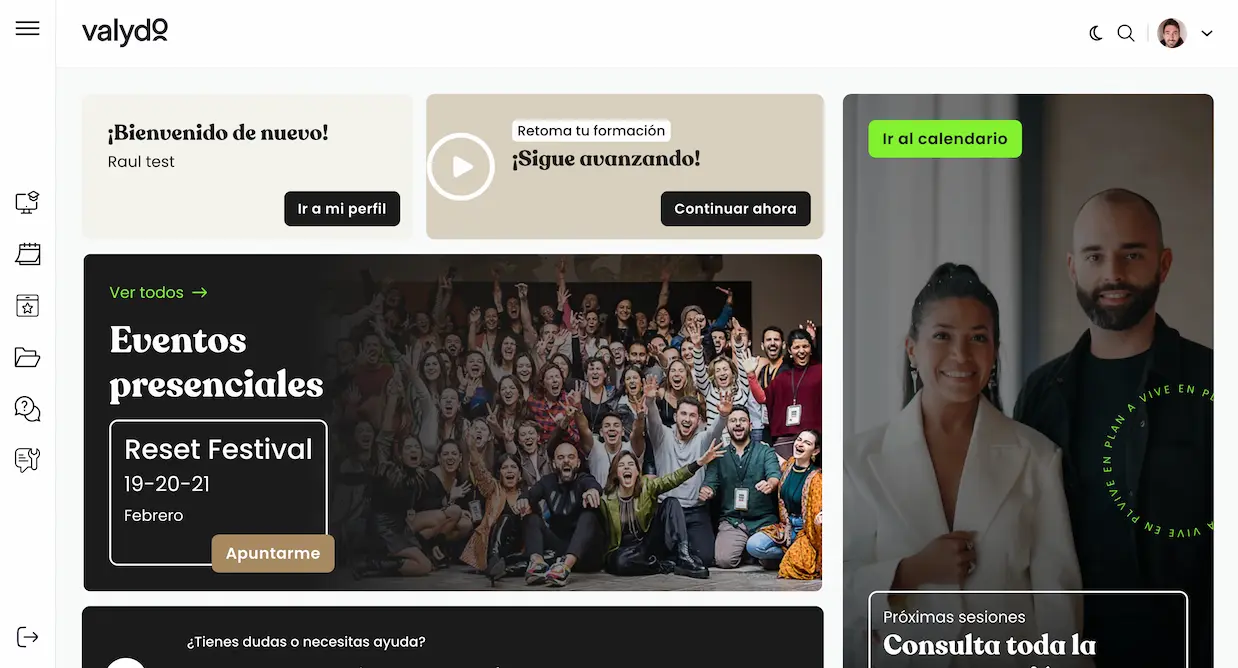Portada web de formación de Valydo